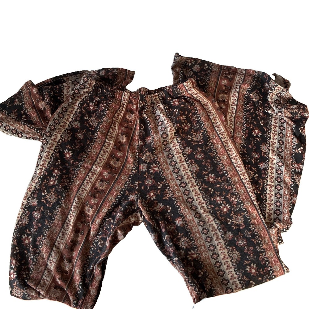 Chocolate-Boho Paisley Bell Bottom Pants Women's Sz S Flare Festival 70s